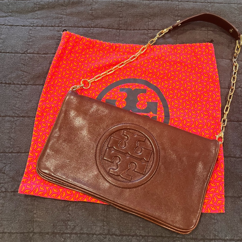 Tory Burch Genuine Brown Leather Handbag